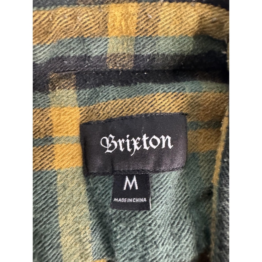 Brixton Shirt Mens Medium Green Plaid Flannel Long Sleeve Button Up Casual - Picture 2 of 7